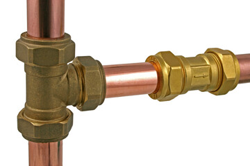 Plumbing pipework and compression fittings transparent png