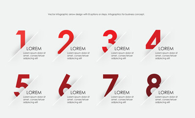 Vector infographic arrow design with 8 options or steps. infographics for business concept. Business circle template with options for brochure, diagram, workflow, timeline, web design. Blue 