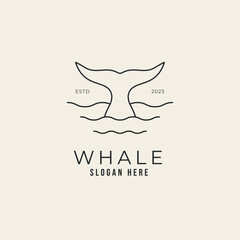 humpback whale line logo vector design illustration.
