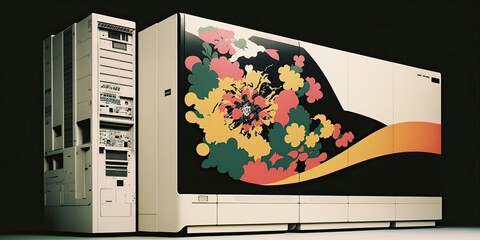 Supercomputer in japan style, concept of High-Tech and Futuristic, created with Generative AI technology