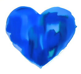 Blue heart painted with watercolors - generative ai