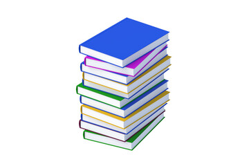 Pile of books isolated on white background. 3d render