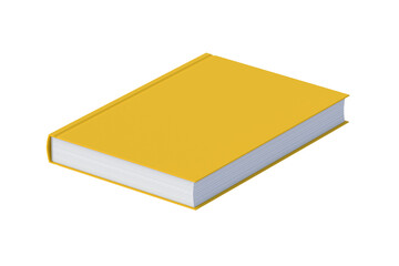 Yellow hardcover book isolated on white background. 3d render
