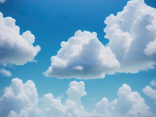 Naklejka na ściany i meble Blue sky background with clouds. Generative AI