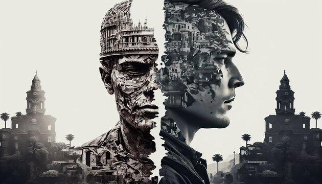 Double Exposure Men and Mexico