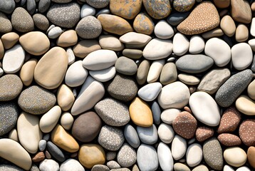 Fototapeta na wymiar Small stones as texture or background for further graphic processing. Pebbles by the water.
