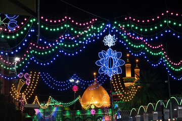 Karbala, iraq - February 04, 2023: photo of the holy shrine of imam abbas in Karbala city