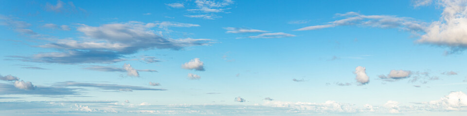 Fototapeta na wymiar Blue sky background with tiny clouds. panorama