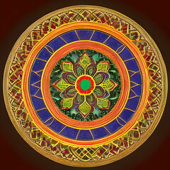 Naklejka premium Rangoli, Diwali ornamental round 