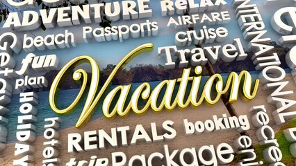 Vacation Travel Holiday Tourism Book Trip Package Beach Cruise Flight 3d Animation