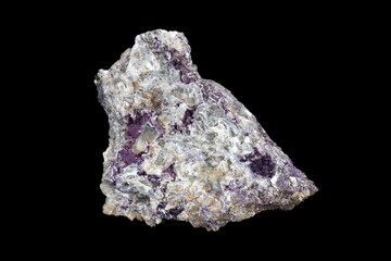 Specimen of purple fluorite mixed with giant calcite crystals, from the Purple Passion mine in Arizona. Black background. Approximately 8 inches tall, 9 inches wide. Black background.
