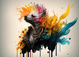abstract dog, colored background