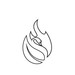 Swan and fire logo outline