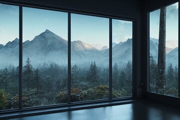 Fototapeta na wymiar landscape with mountains and trees. Generative AI