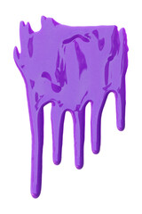 Purple color with pigment flowing down. Isolated on transparent background.