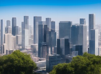 Fototapeta premium A modern office building against a city skyline created with Generative AI technology 