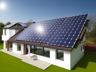 solar panels on the roof created with Generative AI technology