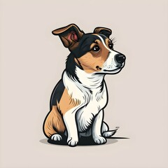 Dog icon, Dog flat design, vector art.  Generative AI.