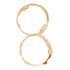 Coffee stains isolated on a transparent background. Royalty high-quality free stock PNG image of Coffee and Tea Stains. Two Cup Bottoms. Round coffee stain isolated, cafe stain fleck drink beverage