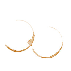 Coffee stains isolated on a transparent background. Royalty high-quality free stock PNG image of Coffee and Tea Stains. Two Cup Bottoms. Round coffee stain isolated, cafe stain fleck drink beverage