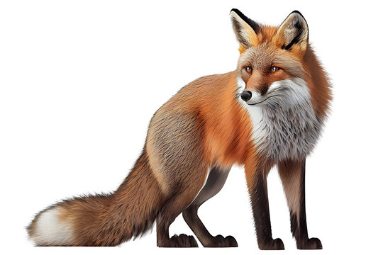 Red fox on isolated background