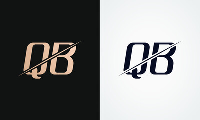 Qb Letter Logo Design Vector Template. Gold And Black Letter Qb Logo Design