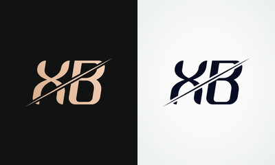 Xb Letter Logo Design Vector Template. Gold And Black Letter Xb Logo Design