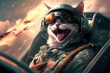 Airforce Cat Strong And Ready For Action Generative AI