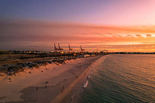 Aerial view of Port Beach in Fremantle, Western Australia