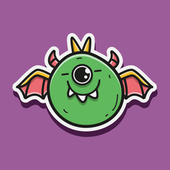 cute monster cartoon doodle design for coloring, backgrounds, stickers, logos, symbol, icons and more