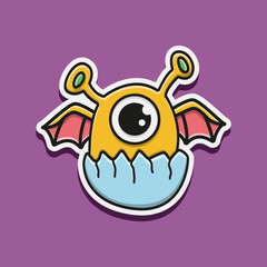 cute monster cartoon doodle design for coloring, backgrounds, stickers, logos, symbol, icons and more