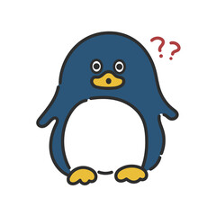 かわいいペンギンのキャラクター　イラスト素材　はてな