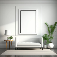 blank poster frame in wall room mockup. generative ai