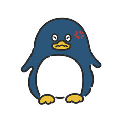 かわいいペンギンのキャラクター　イラスト素材　怒る