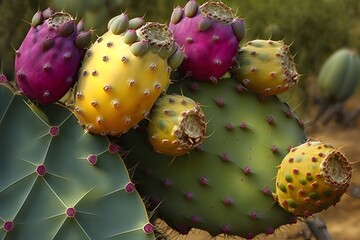 prickly pear fruit created using AI Generative Technology