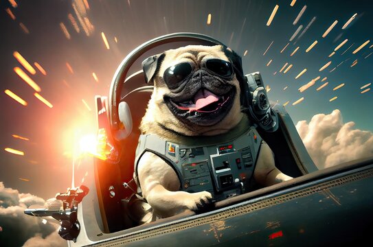 Airforce Pug Daring And Fighting For Freedom Generative AI
