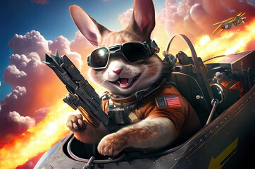 Airforce Rabbit Gallant And In An Aircraft Generative AI