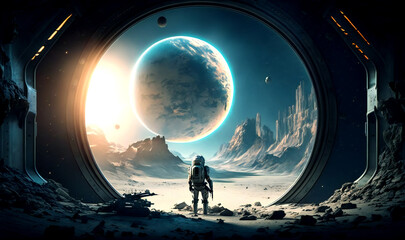 Naklejka premium A deep-space mission to study a distant explanation and its potential for life