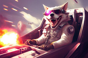 Airforce White Wolf Flying Aircraft Generative AI