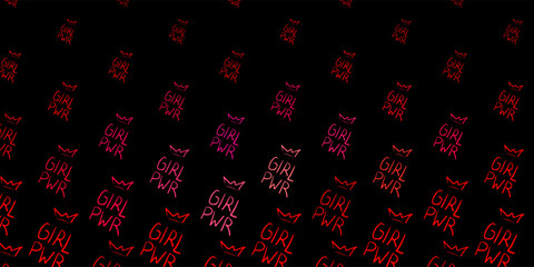 Dark Red vector background with woman symbols.
