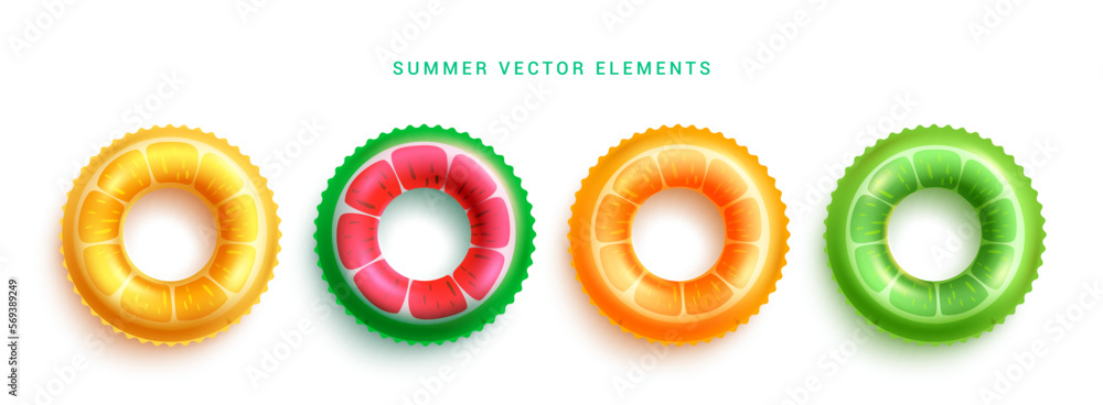 Poster summer floater vector element set. floaters element in colorful design and pattern for beach inflata
