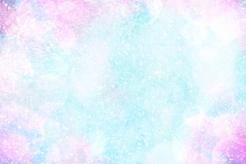 水色とピンクの質感のあるキラキラ光の背景