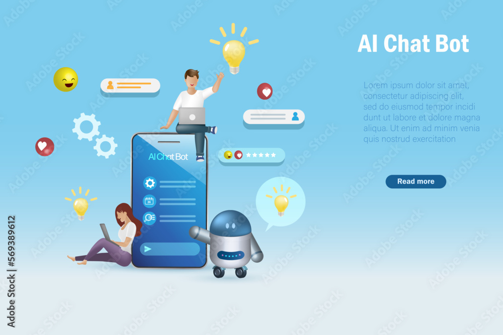 Poster ai chat bot communicate with human natural languages and emotional providing smart information and s