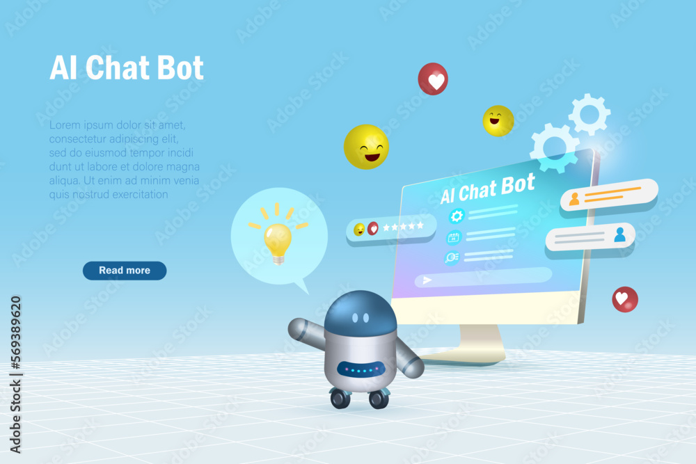 Poster ai chat bot communicate with human natural languages and emotional providing smart information and s
