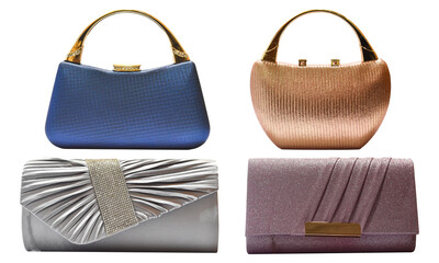 luxury clutch bag isolated on transparent background PNG file.