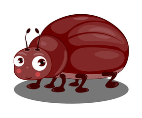 Cute ladybug cartoon character on a white background.