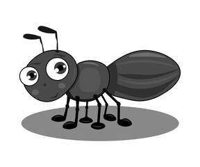 ant cartoon character. cute black ant.