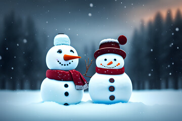 snowman and snowwoman