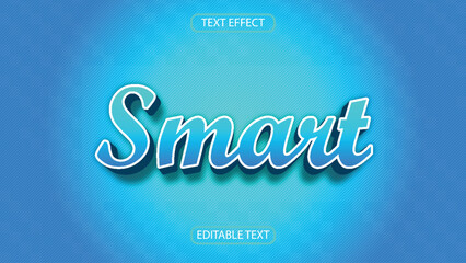 smart 3d text effect editable blue color 
