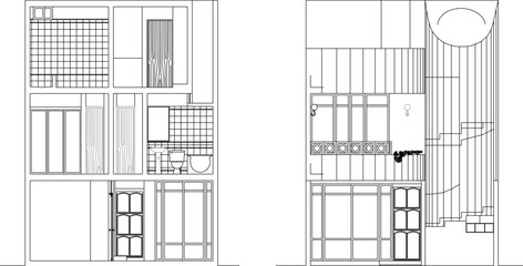 Vector sketch of modern minimalist home design illustration